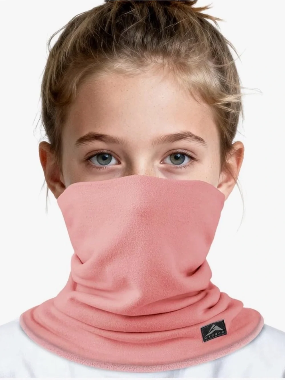 Kids Neck Gaiter - Pink Fleece Face Cover